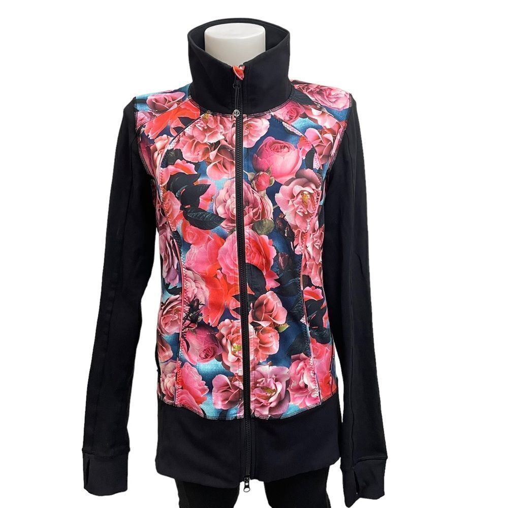 Lululemon Asana Secret Garden Floral Print Jacket Full Zip‎ Stretch size 8